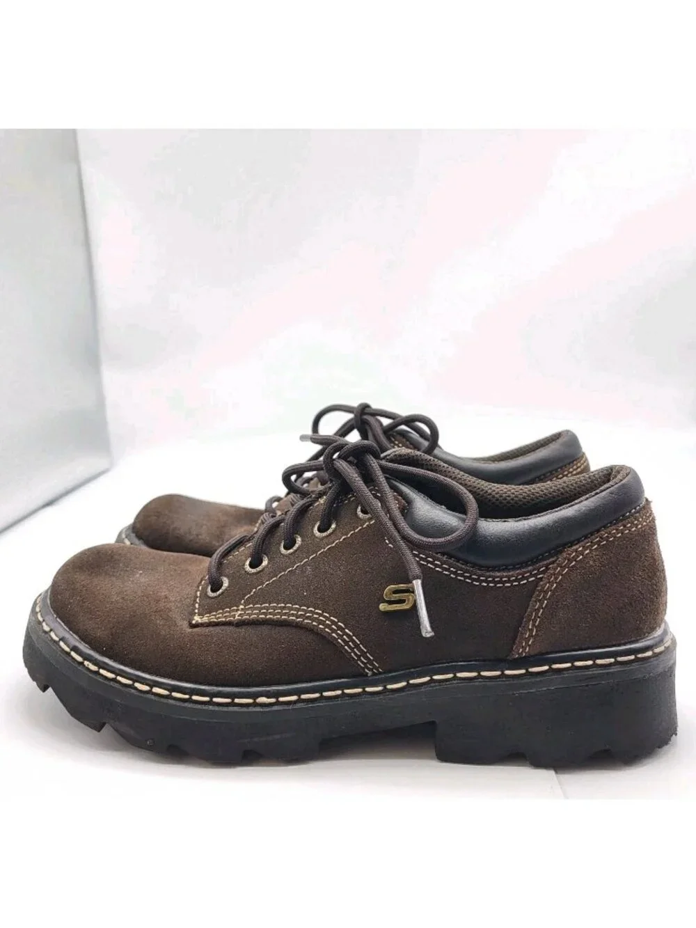 VTG Womens Skechers USA Y2K Chunky Lug Brown Leather SZ 7 Throwback